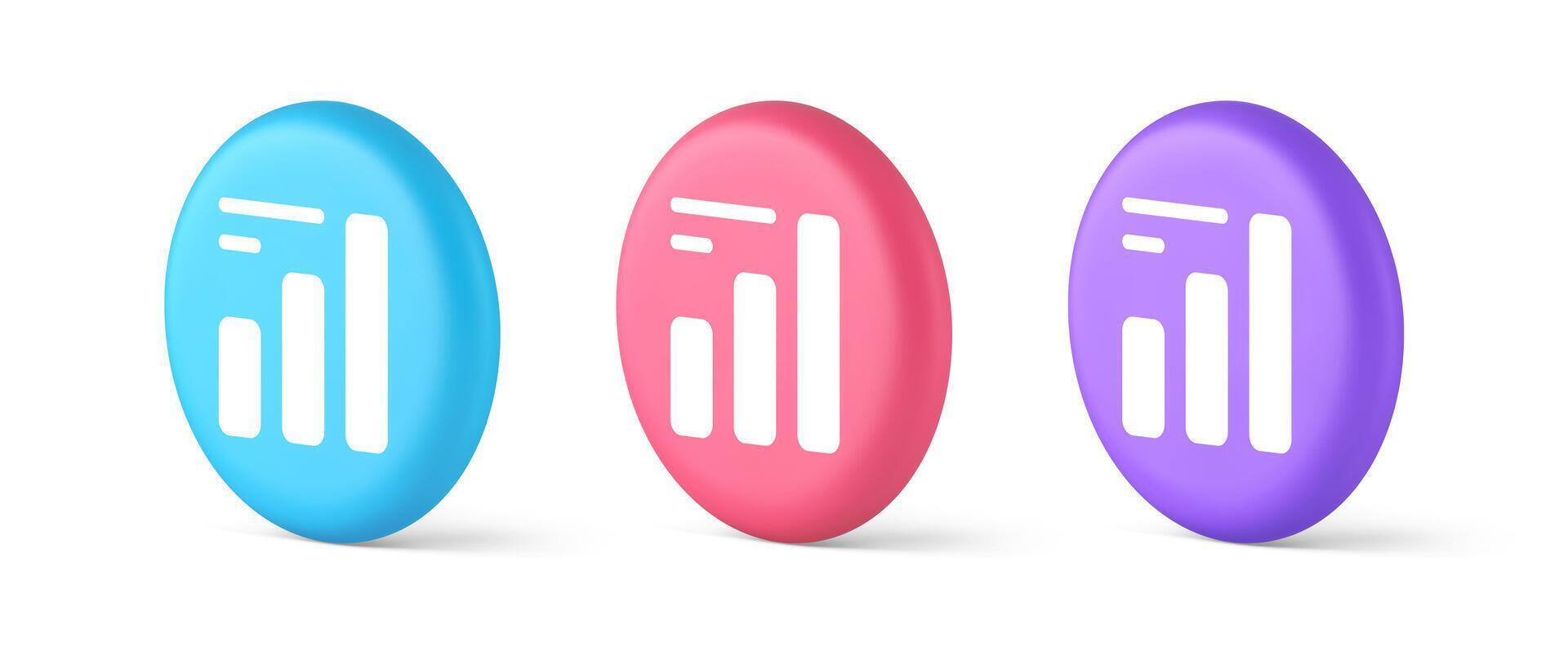 bar Graf företag analyserar knapp diagram vinst framsteg stock marknadsföra statistik 3d isometrisk cirkel ikon vektor