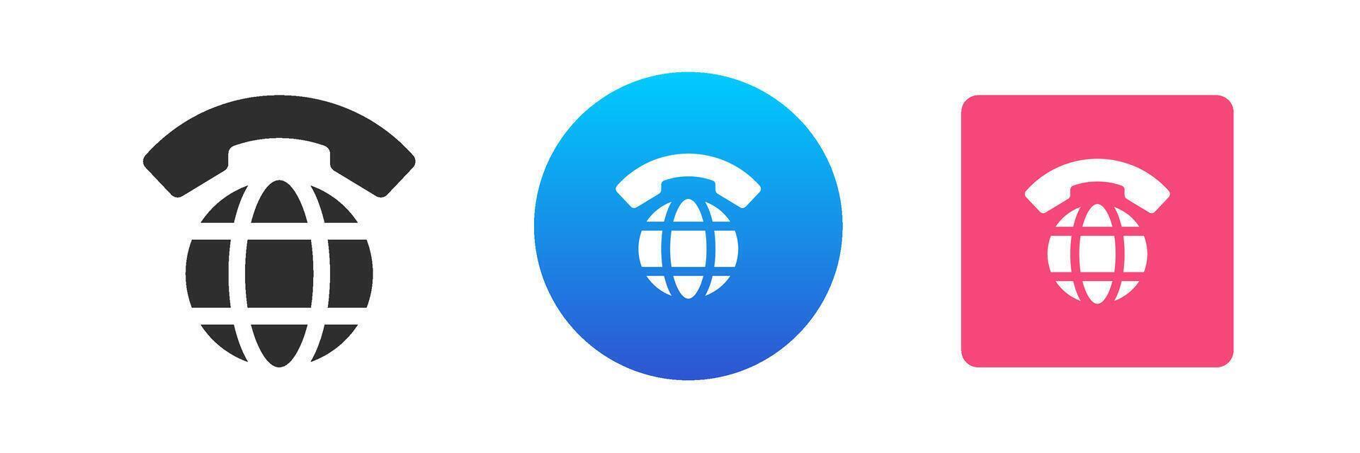 Internet Telefon Anruf global Kommunikation kabellos Verbindung Mobilteil Planet Symbol einstellen eben vektor
