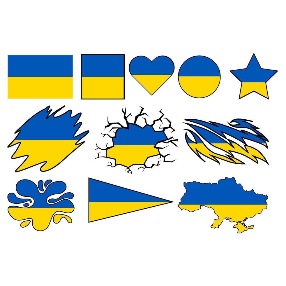 einstellen von Ukraine Flagge Design Bündel vektor