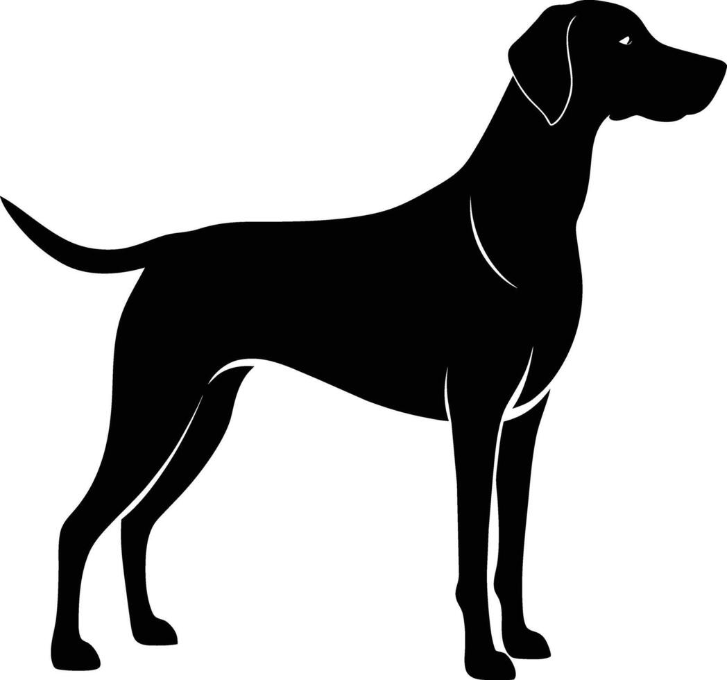 schwarz und Weiß Silhouette von ein Jagd Hund Stehen vektor