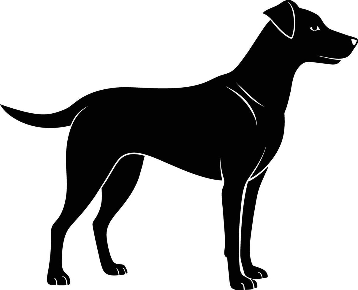 schwarz und Weiß Silhouette von ein Jagd Hund Stehen vektor