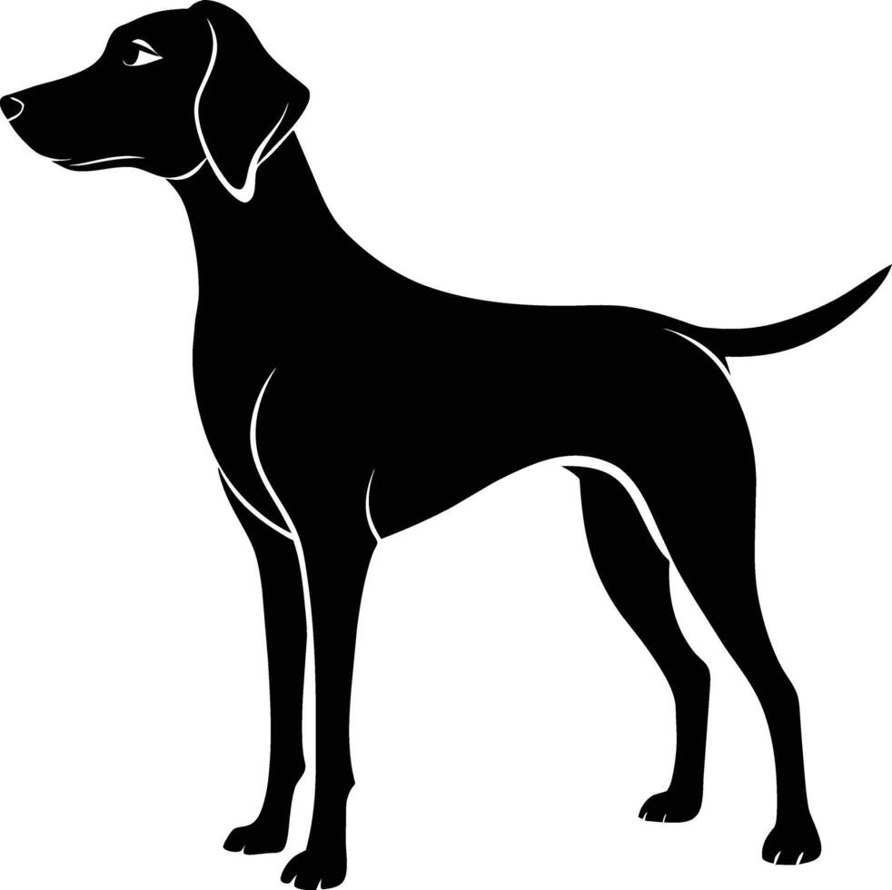 schwarz und Weiß Silhouette von ein Jagd Hund Stehen vektor