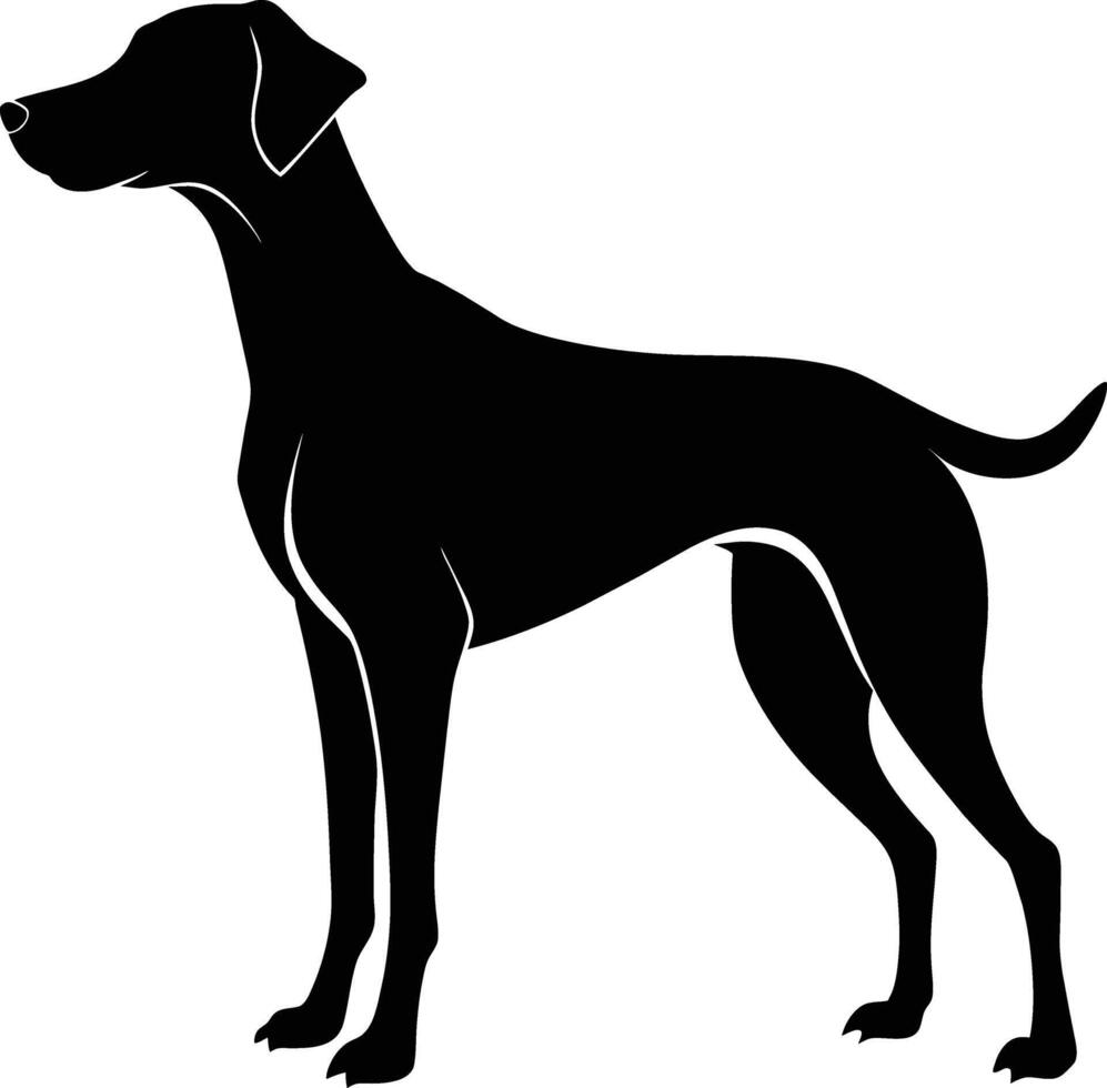 schwarz und Weiß Silhouette von ein Jagd Hund Stehen vektor