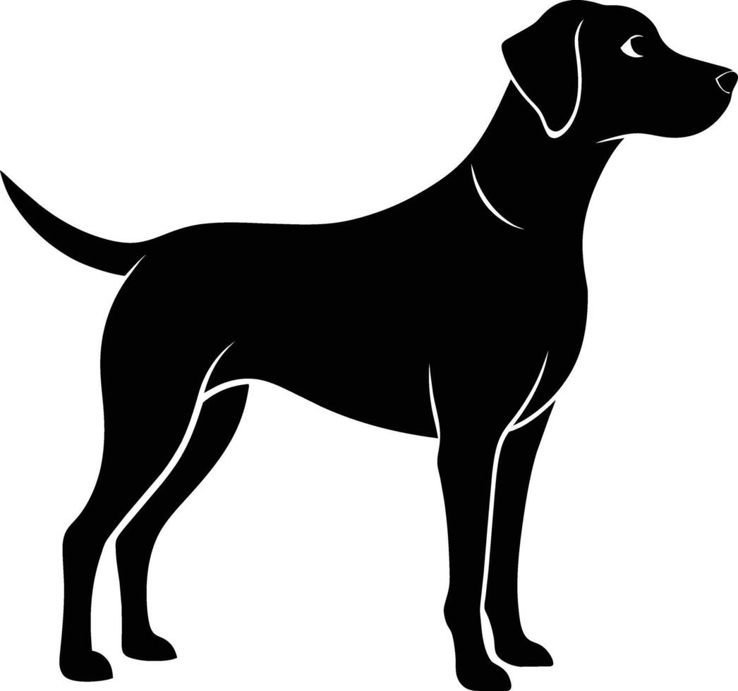 schwarz und Weiß Silhouette von ein Jagd Hund Stehen vektor