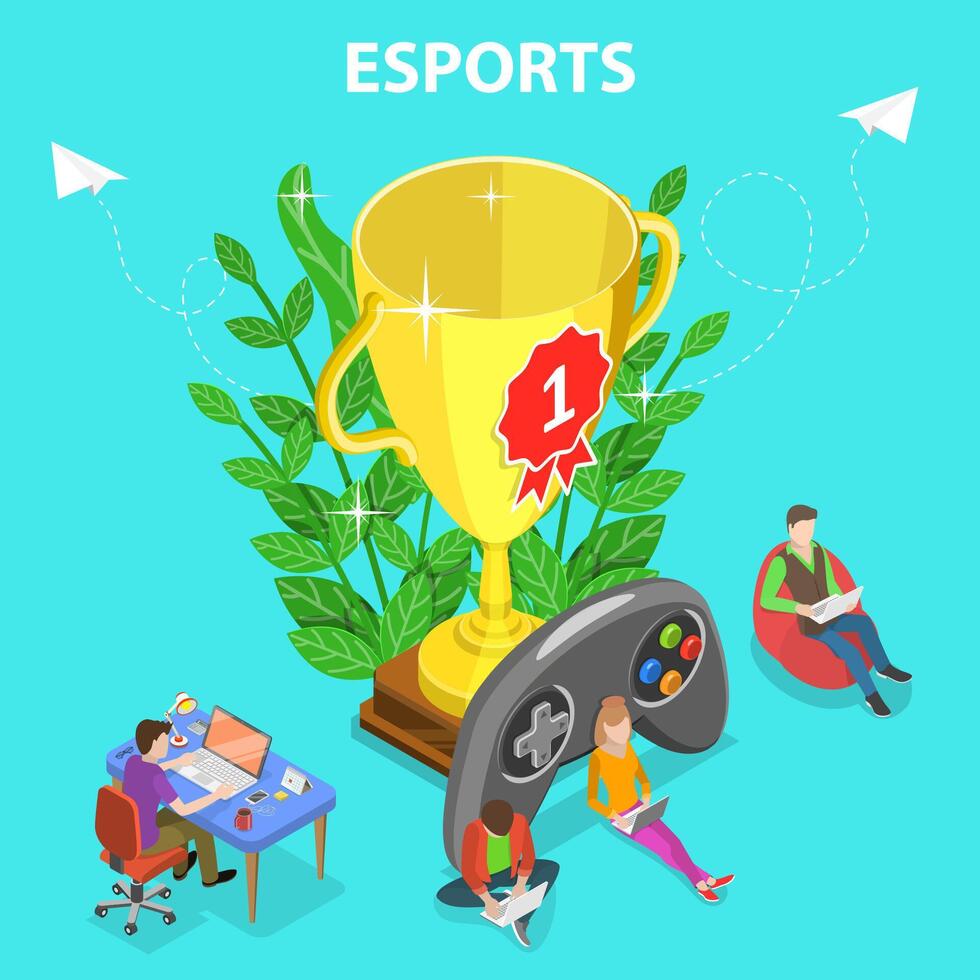 isometrisk platt begrepp av esports turnering, cyber sport mästerskap. vektor