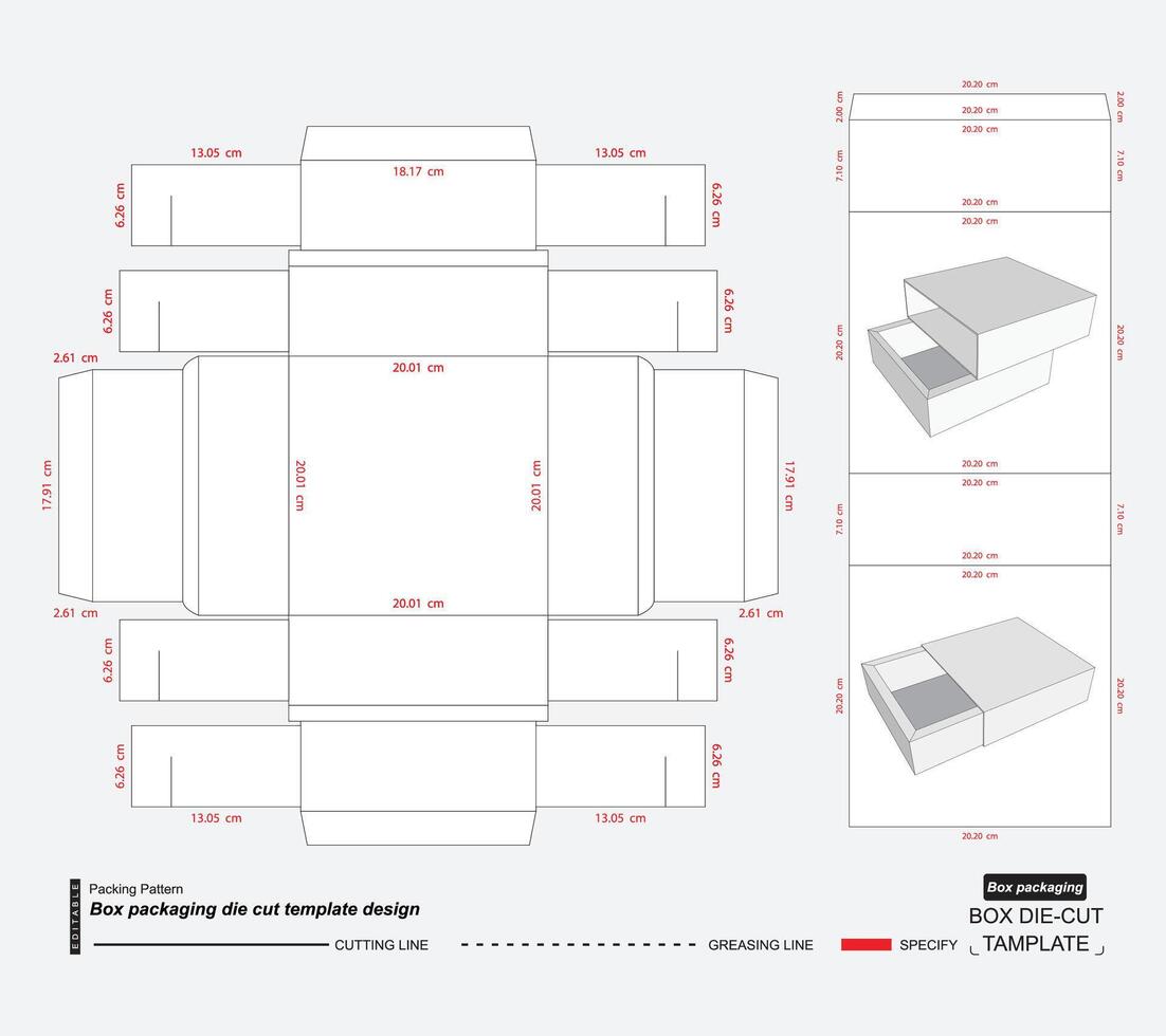 Boxverpackung gestanzte Vorlagendesign vektor