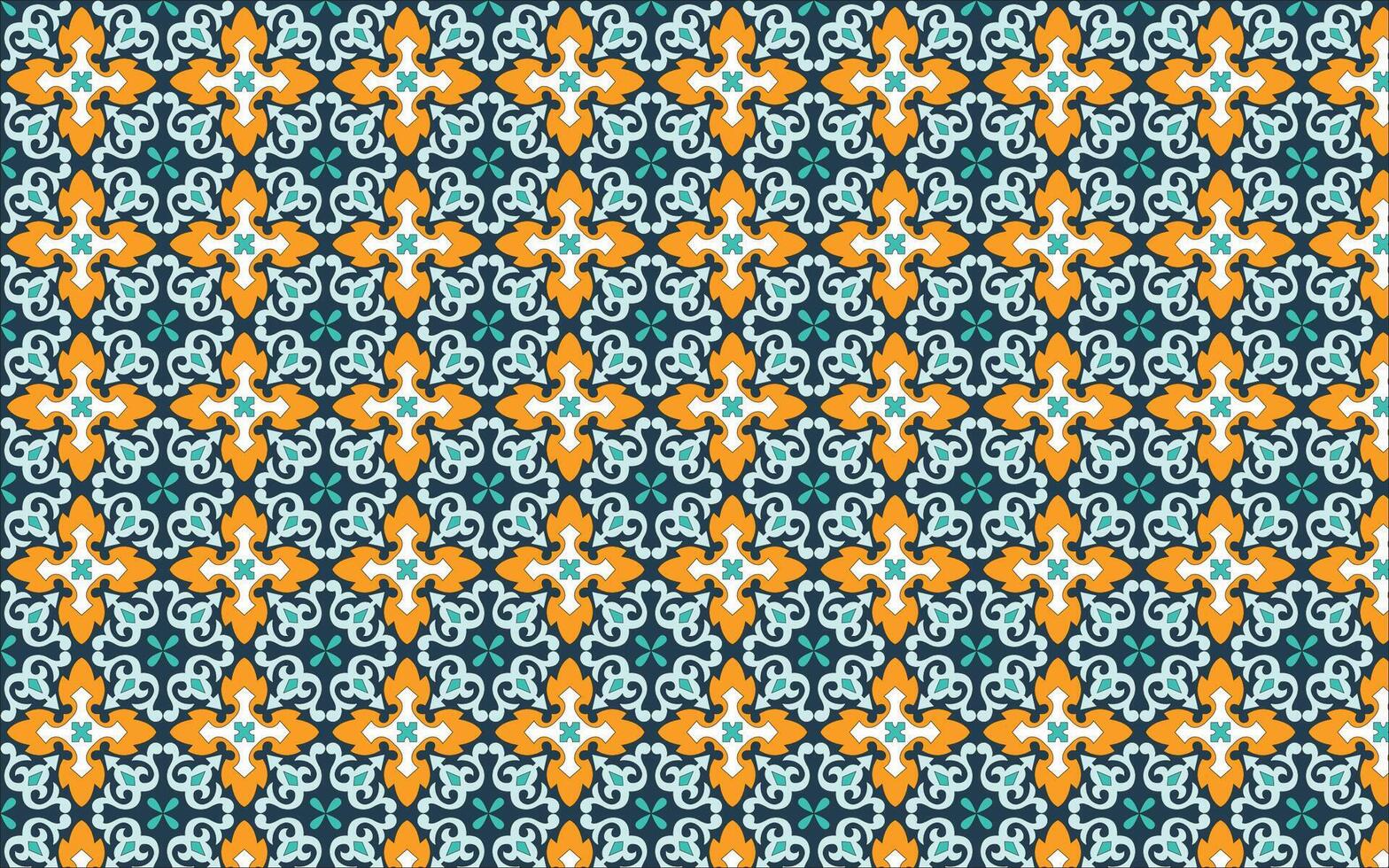 blå och gul sömlös azulejo golv bricka orientalisk årgång sömlös texturer vektor