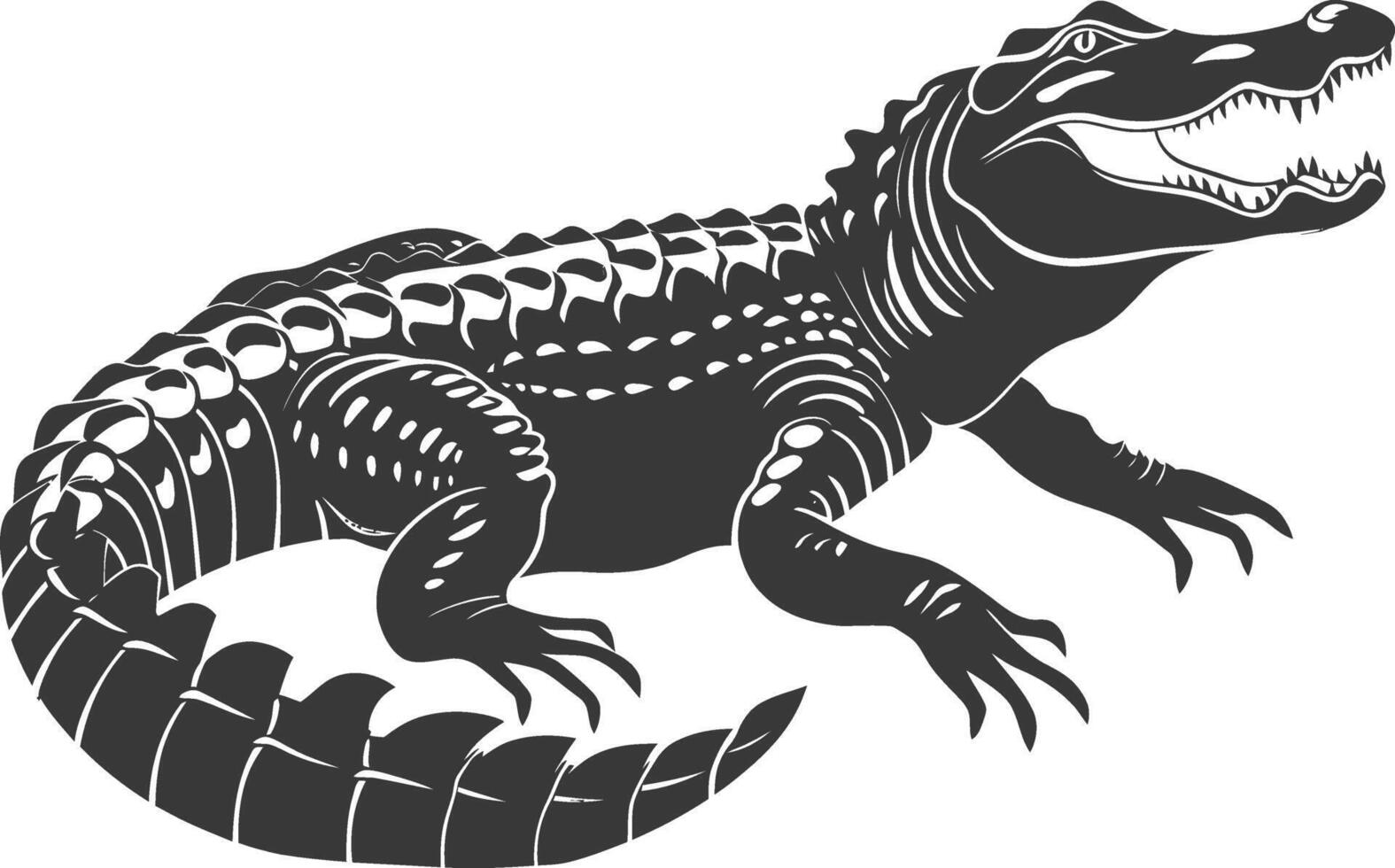 Silhouette Alligator Tier schwarz Farbe nur voll Körper vektor