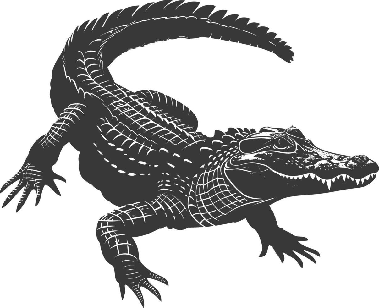 Silhouette Alligator Tier schwarz Farbe nur voll Körper vektor