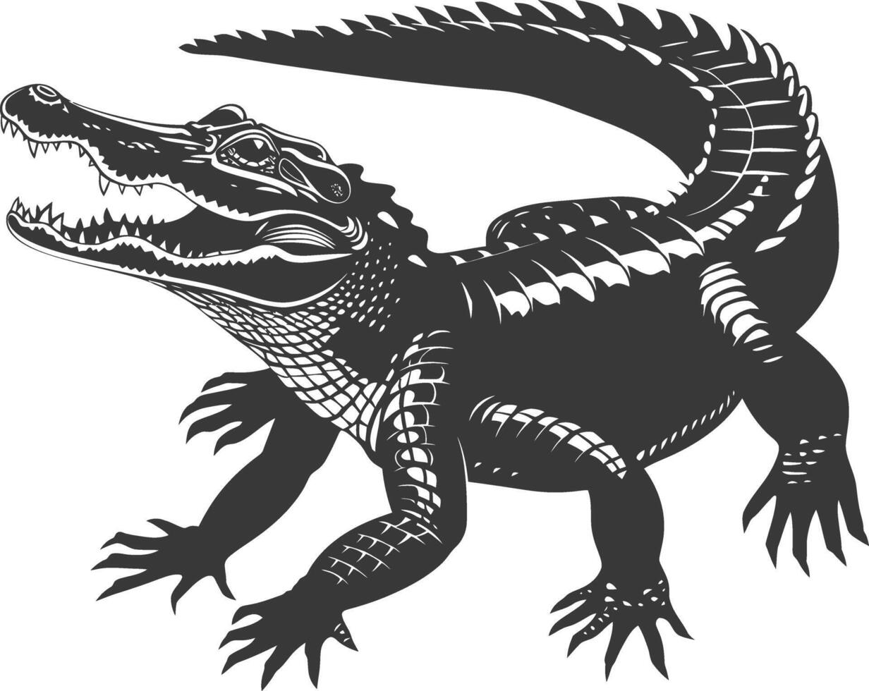 Silhouette Alligator Tier schwarz Farbe nur voll Körper vektor