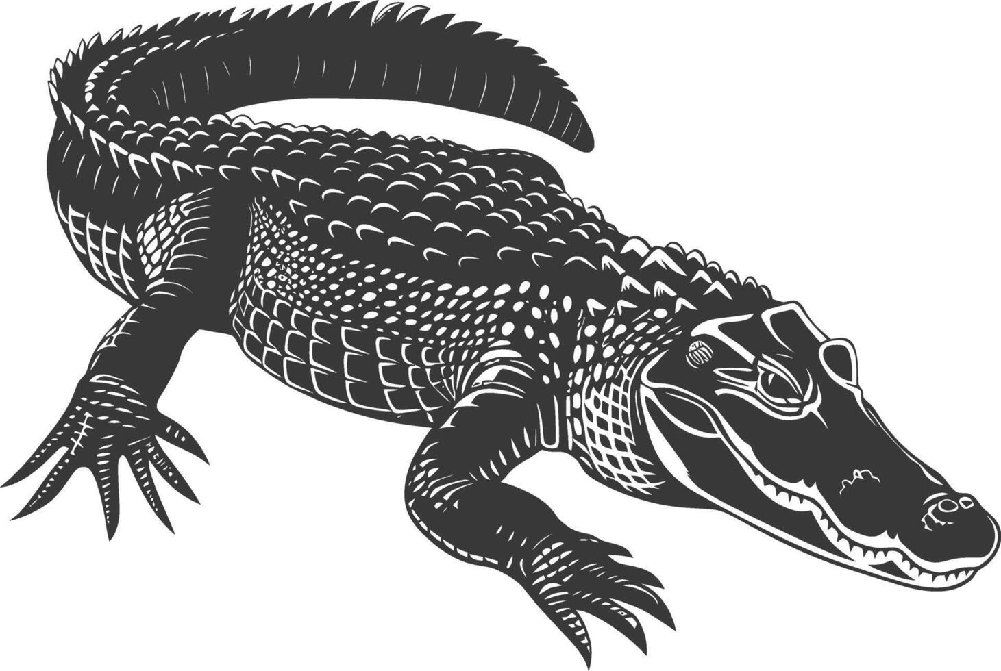 Silhouette Alligator Tier schwarz Farbe nur voll Körper vektor