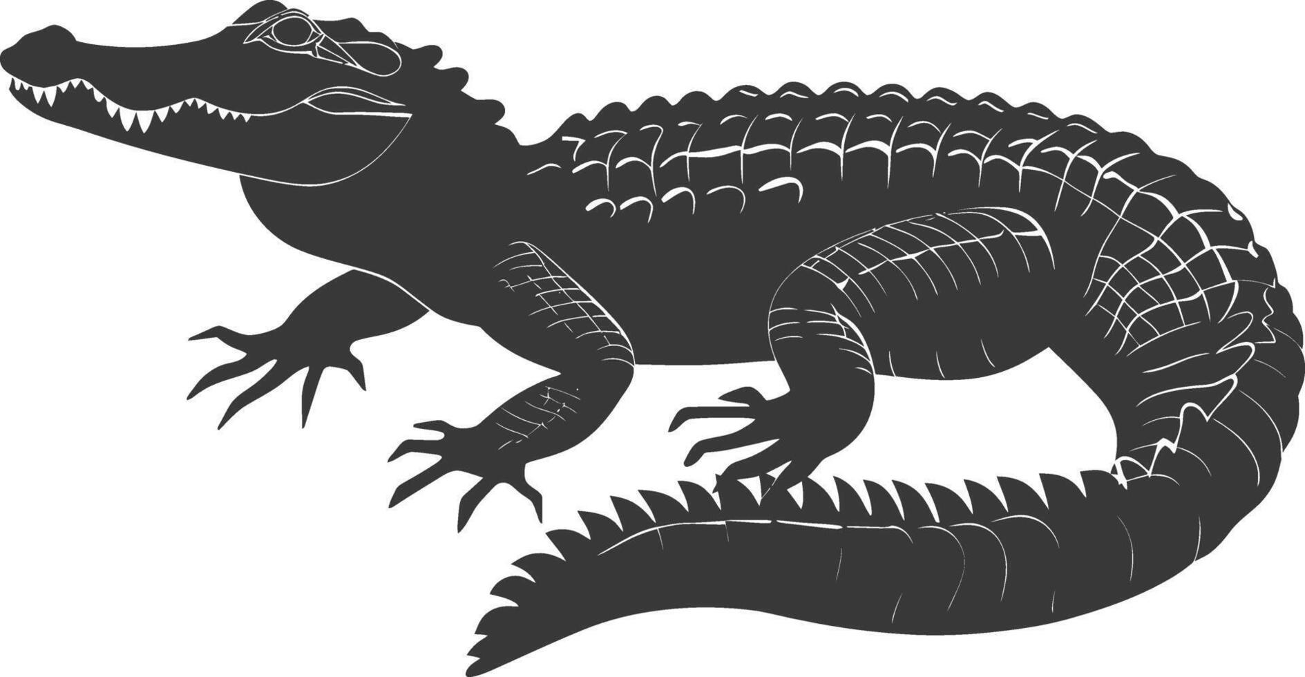 Silhouette Alligator Tier schwarz Farbe nur voll Körper vektor