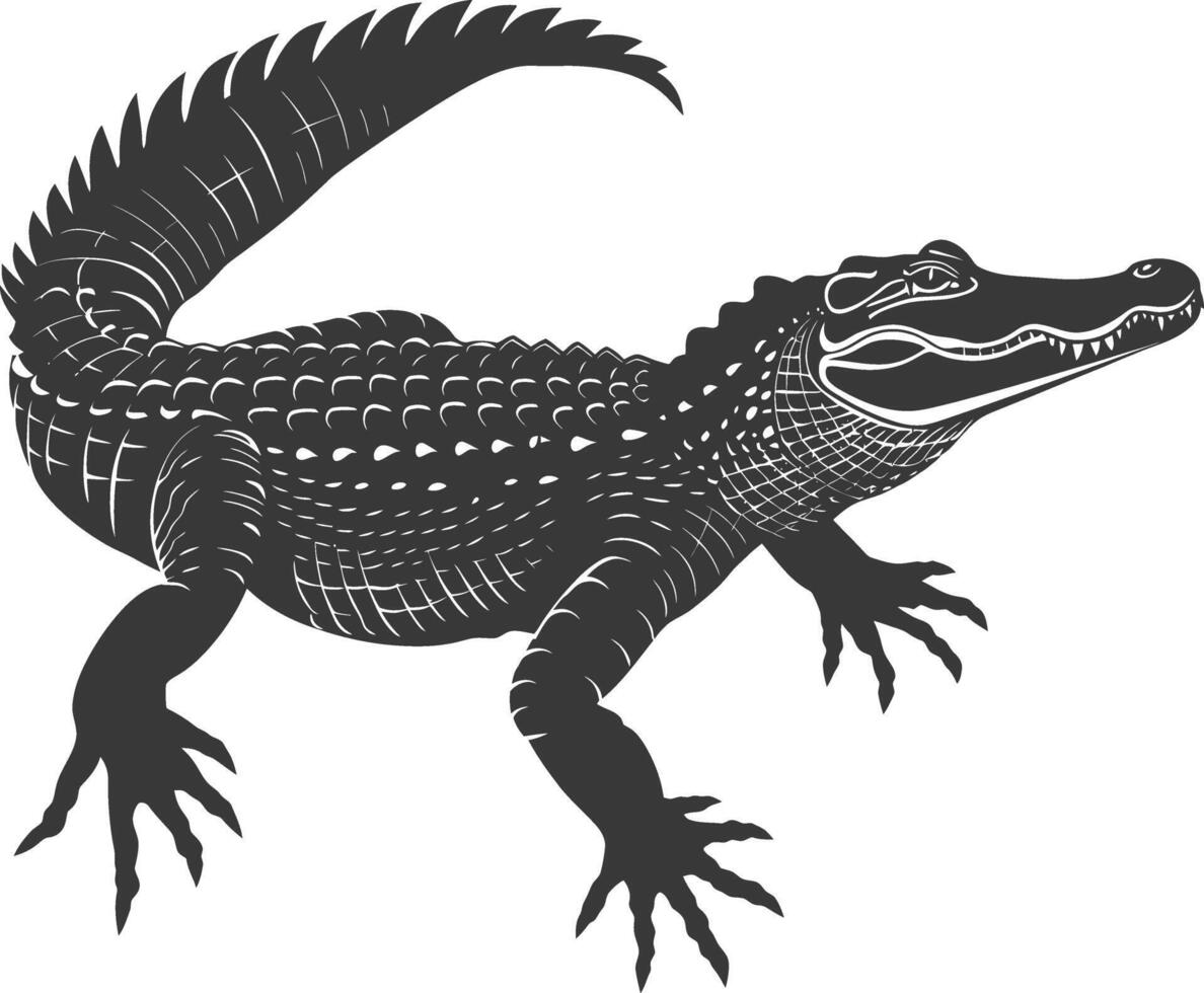 Silhouette Alligator Tier schwarz Farbe nur voll Körper vektor