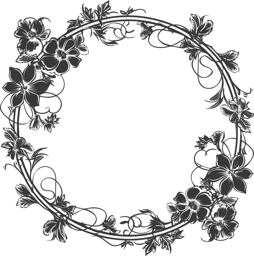 Blumen- runden Linie Frames Hochzeit Einladung Element schwarz Farbe nur vektor