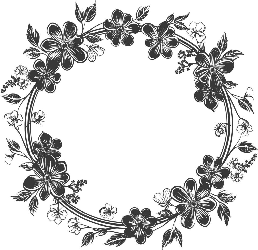 Blumen- runden Linie Frames Hochzeit Einladung Element schwarz Farbe nur vektor