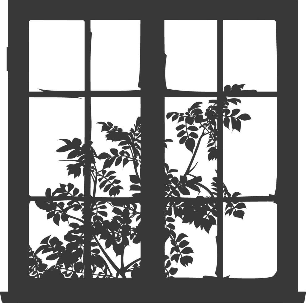 Silhouette Fenster schwarz Farbe nur voll vektor