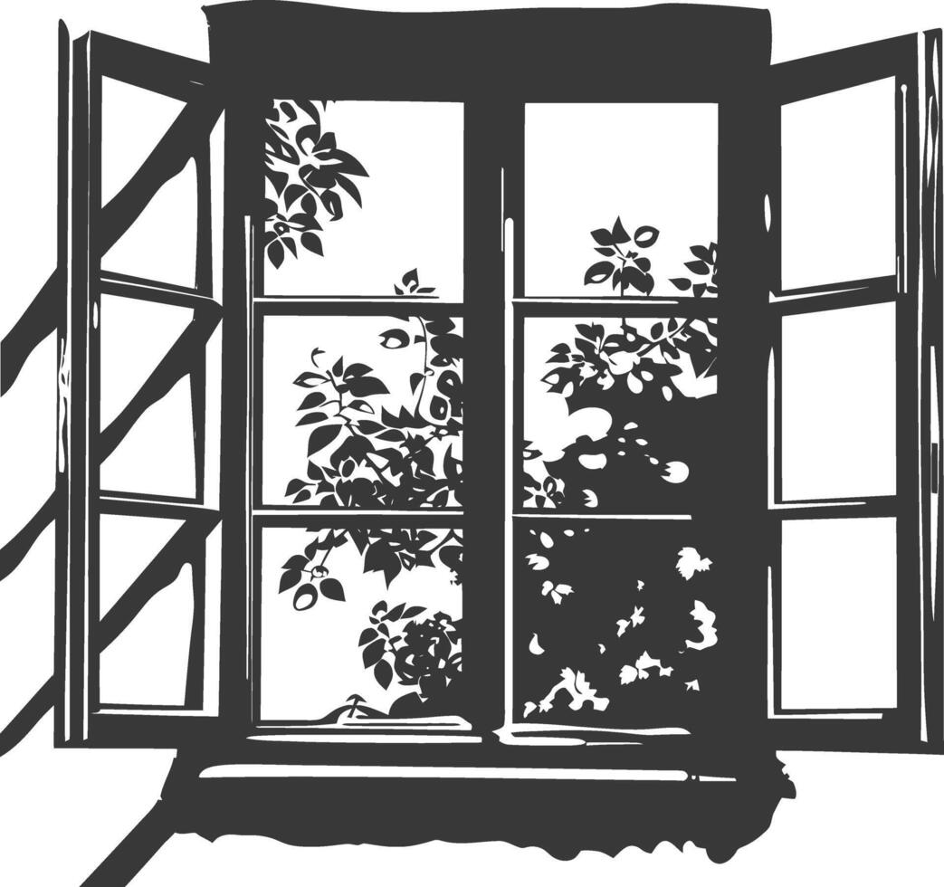 Silhouette Fenster schwarz Farbe nur voll vektor