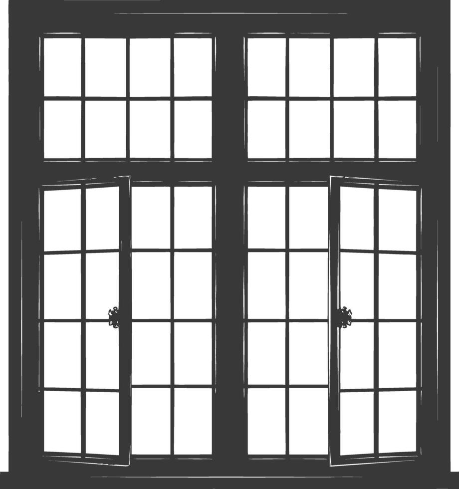 Silhouette Fenster klassisch schwarz Farbe nur voll vektor