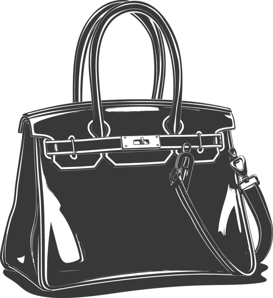 Silhouette Frauen Handtasche schwarz Farbe nur voll vektor