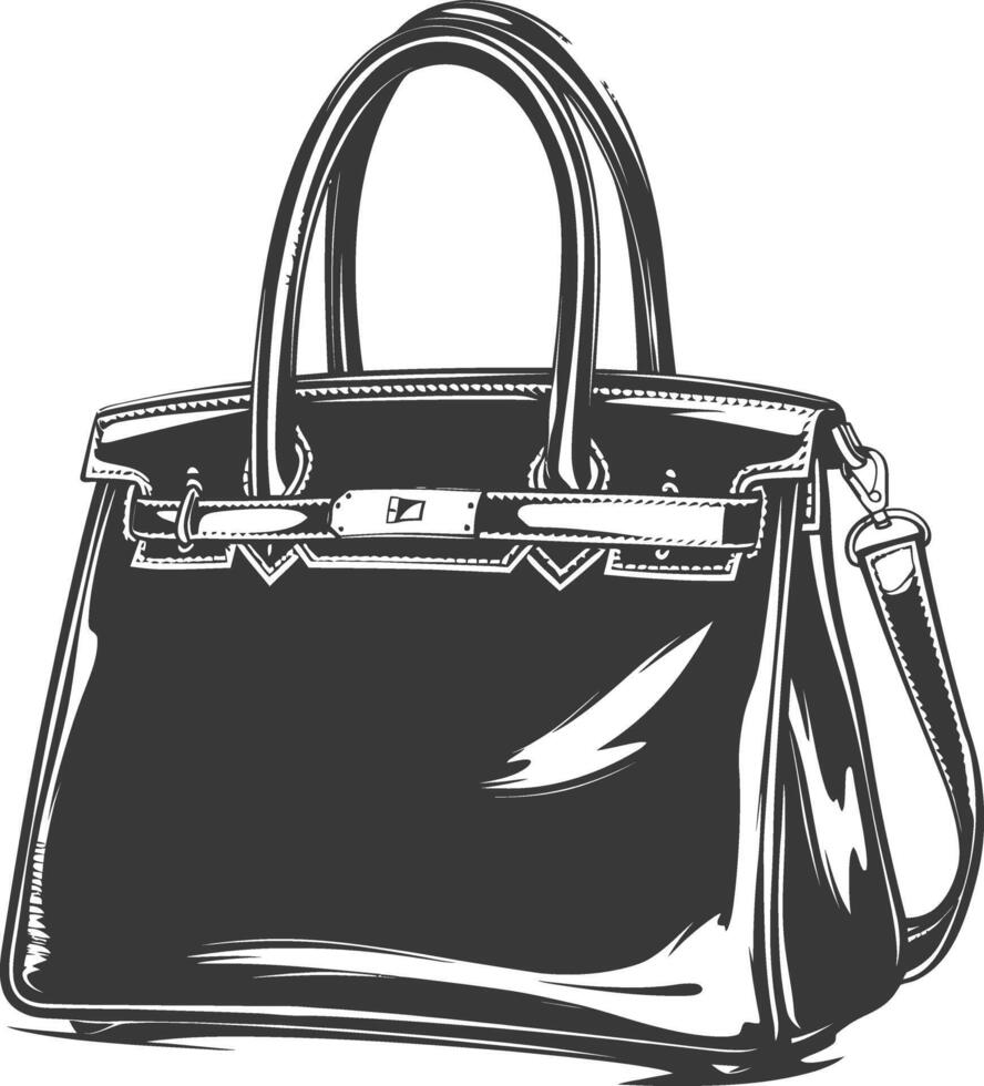 Silhouette Frauen Handtasche schwarz Farbe nur voll vektor