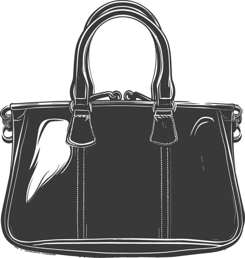 Silhouette Frauen Handtasche schwarz Farbe nur voll vektor