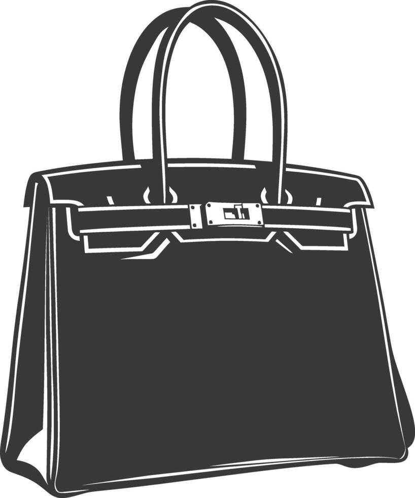 Silhouette Frauen Handtasche schwarz Farbe nur voll vektor