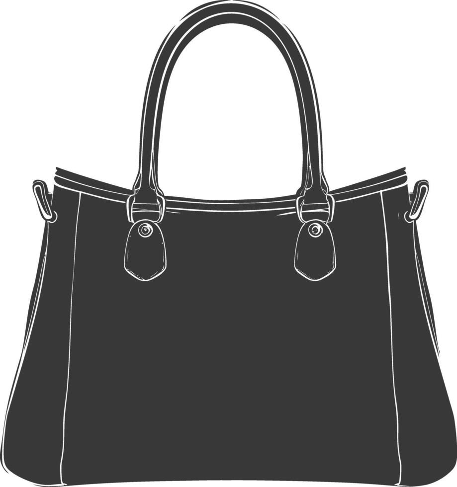 Silhouette Frauen Handtasche schwarz Farbe nur voll vektor