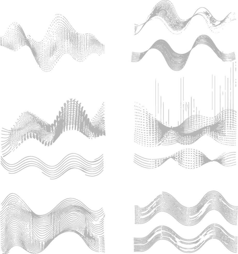 winken Klang Vibration und pulsierend Linien schwarz Farbe nur vektor