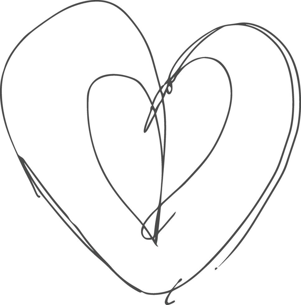 einer kontinuierlich Linie Zeichnung von Liebe Herz Symbol schwarz Farbe nur vektor