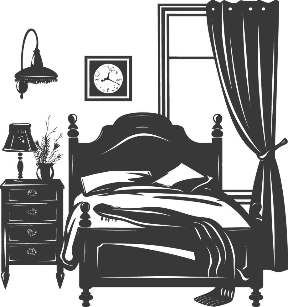 Silhouette Schlafzimmer beim Zuhause Ausrüstung schwarz Farbe nur vektor