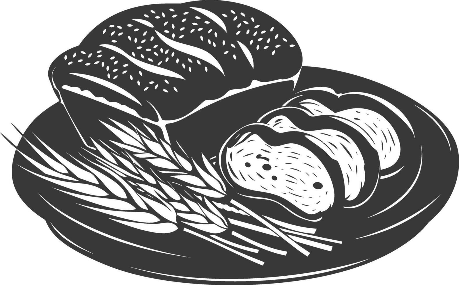 silhuett bröd tallrik svart Färg endast vektor
