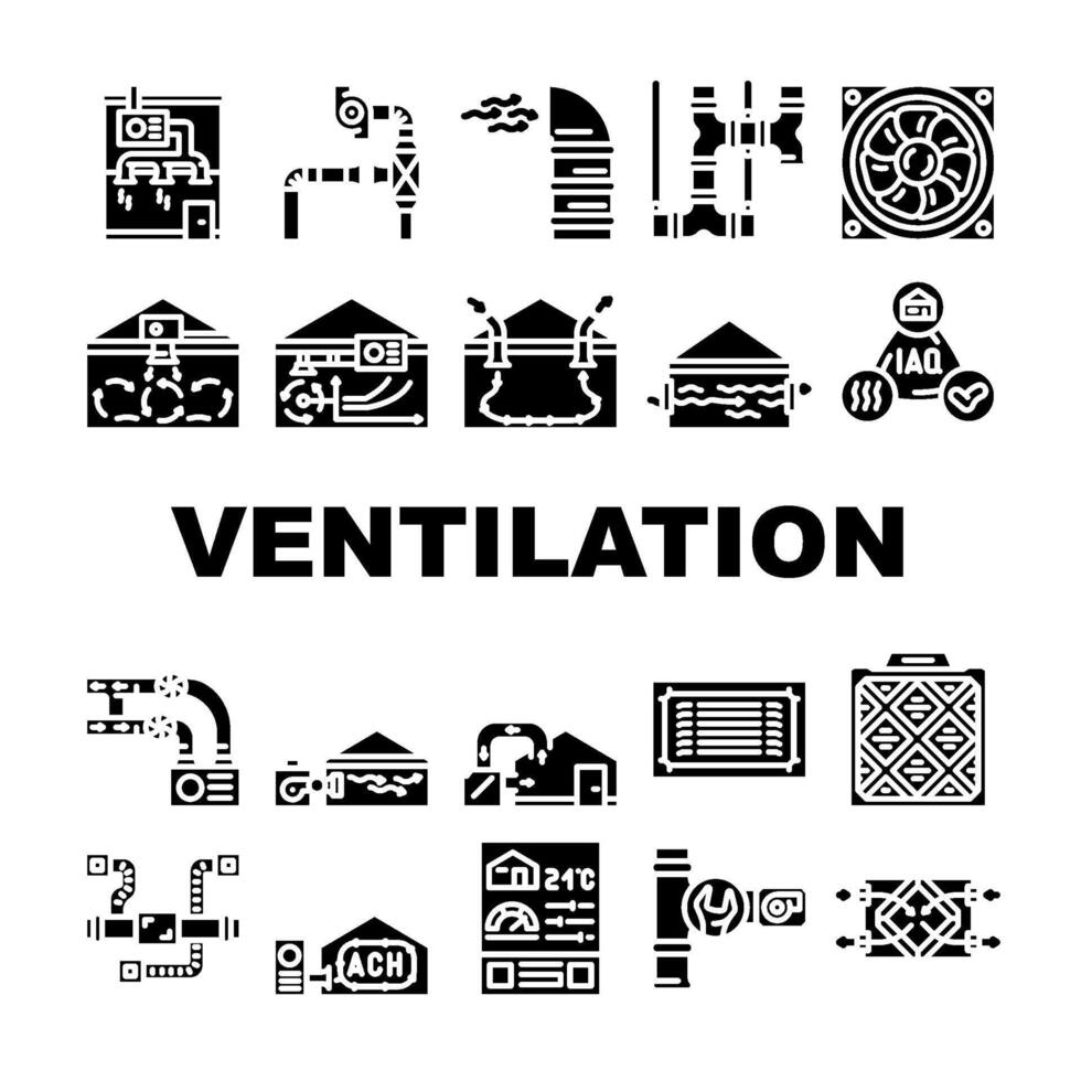 Luft Belüftung kalt Wind Hitze Symbole einstellen vektor