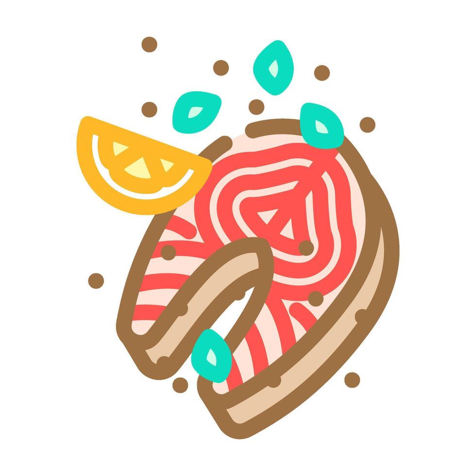 gebraten Fisch schnell Essen Farbe Symbol Illustration vektor