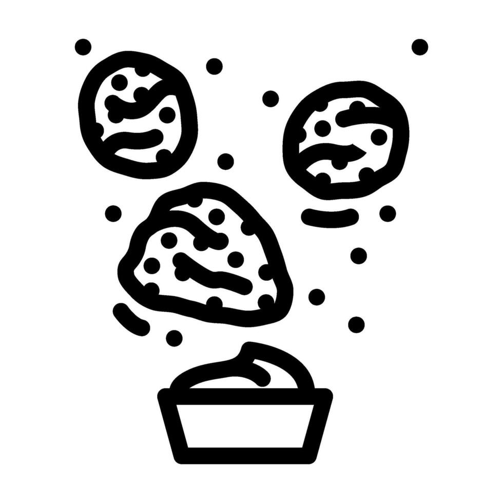kyckling nuggets snabb mat linje ikon illustration vektor