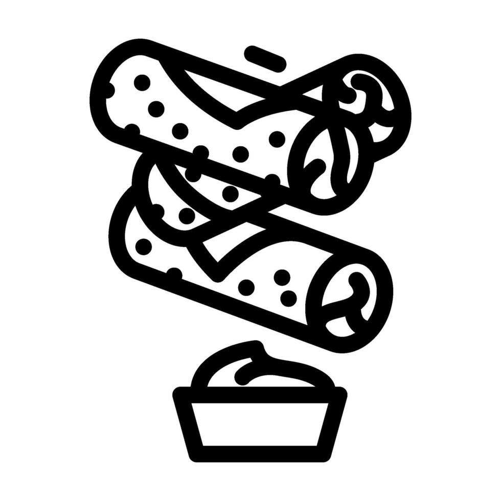 ägg rulla snabb mat linje ikon illustration vektor