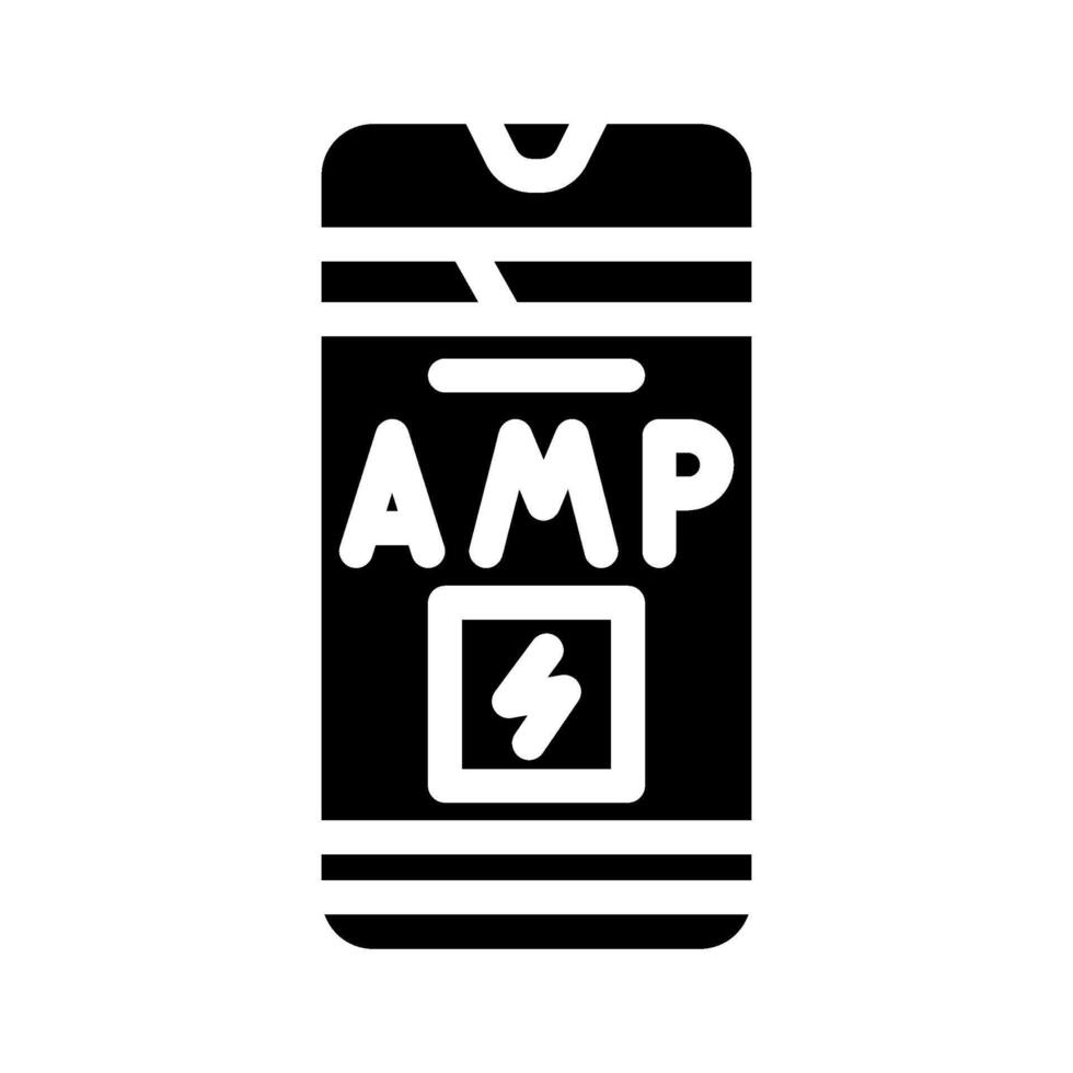 Ampere beschleunigt Handy, Mobiltelefon Seiten SEO Glyphe Symbol Illustration vektor