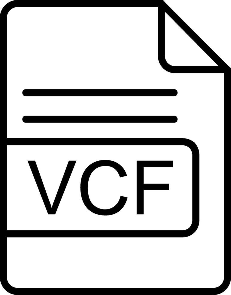 vcf fil formatera linje ikon vektor