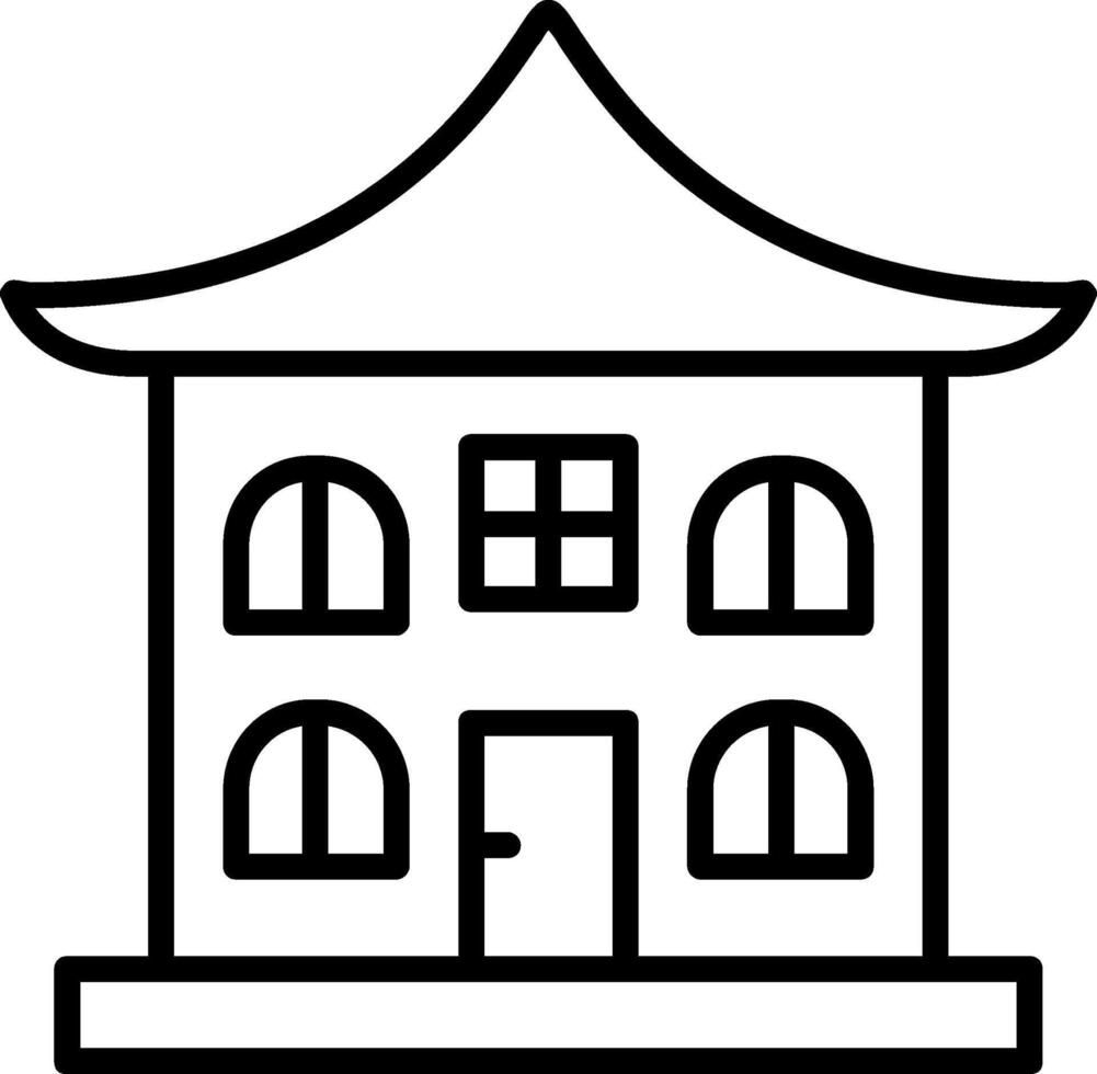 asiatisk tempel linje ikon vektor