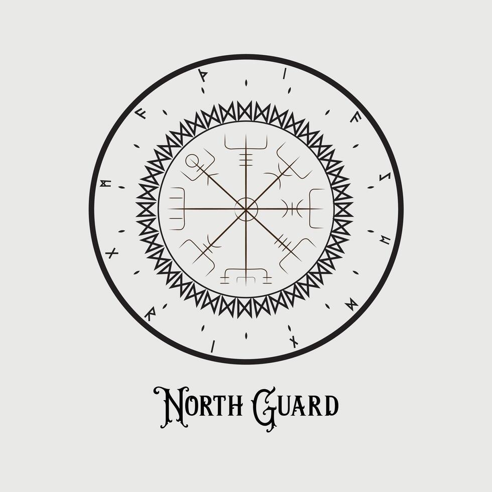 vegvisir viking kompass illustration isolerat på grå bakgrund vektor