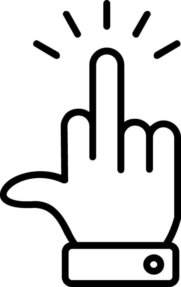mitten finger linje ikon vektor