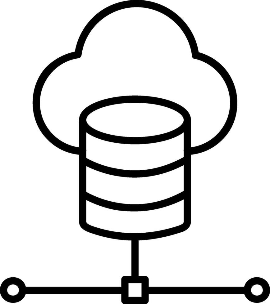 moln databas linje ikon vektor