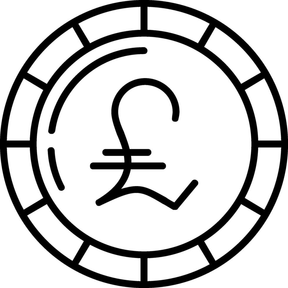 Symbol für Pfund-Münzenlinie vektor