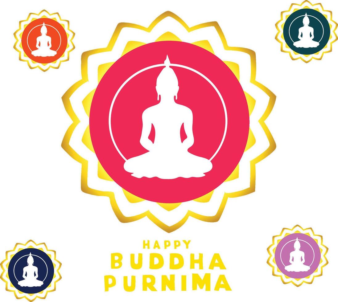 Lycklig buddha purnima buddhism vektor