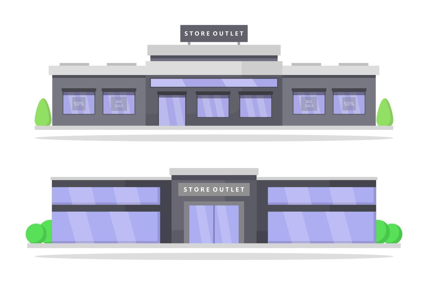 Auslauf Geschäft Gebäude auf Weiß Hintergrund vektor