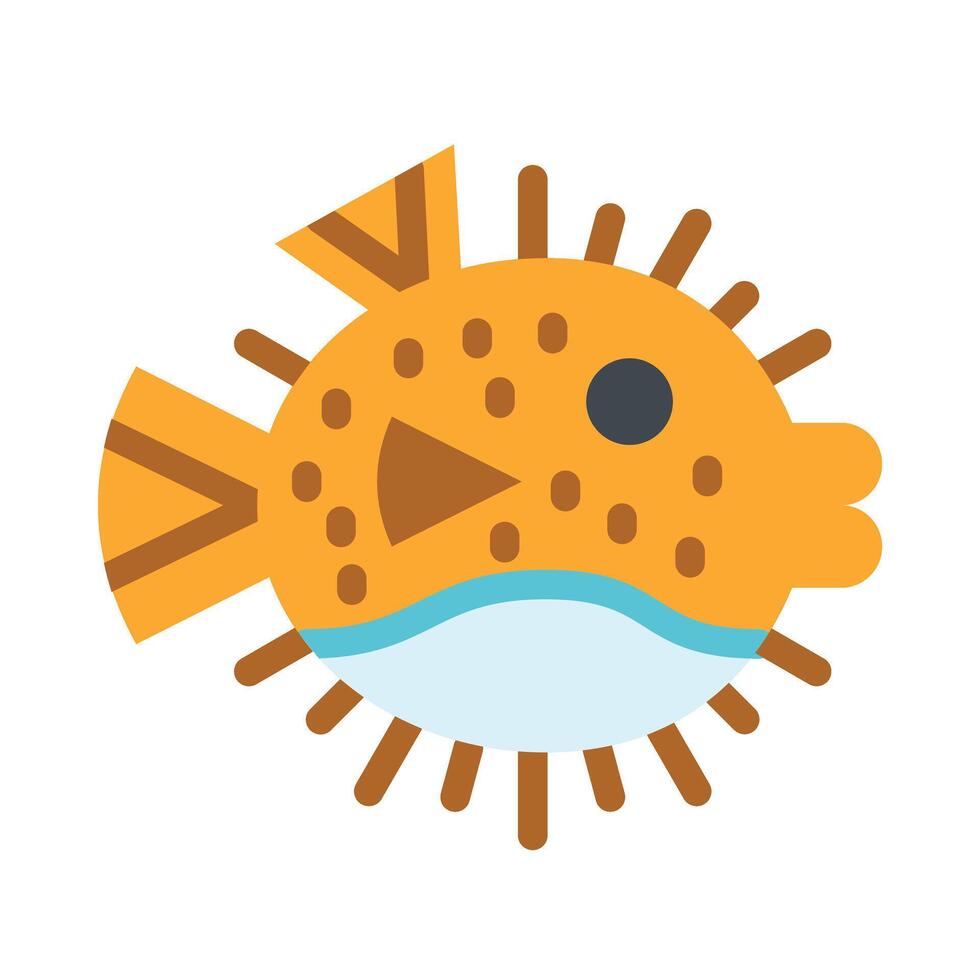 puffer fisk platt ikon design vektor