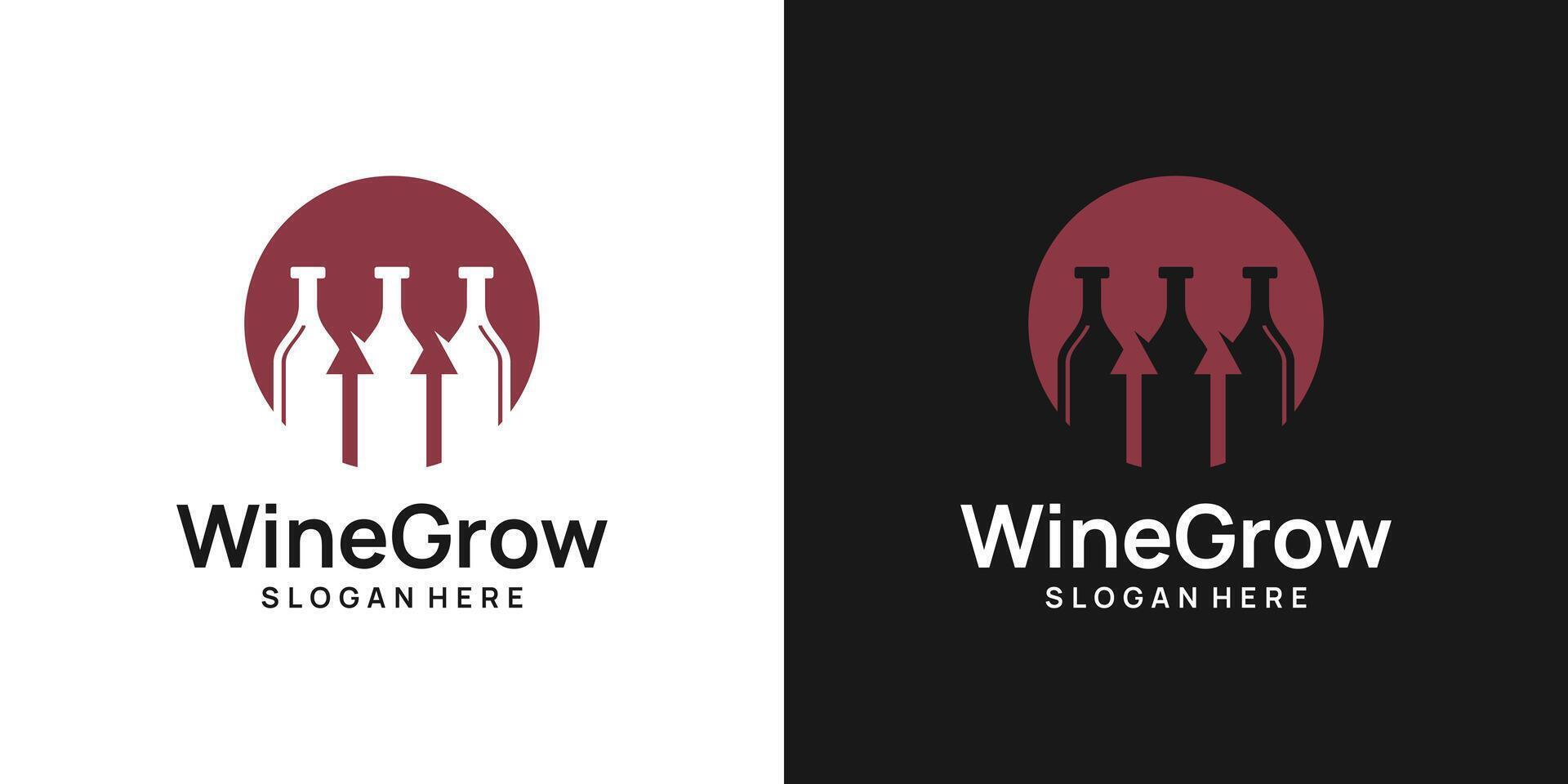 Wein Flasche Logo Design Vorlage mit Wachstum Investition Finanzen Design Grafik Illustration. Symbol, Symbol, kreativ. vektor