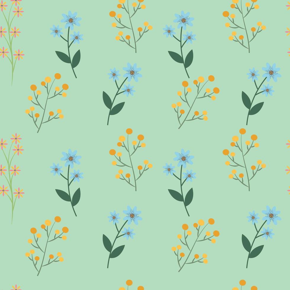süß Blumen und Beeren nahtlos Muster. Frühling Muster. minimalistisch Stil. Hintergrund mit Blumen, Textilien, Verpackung Papier. vektor