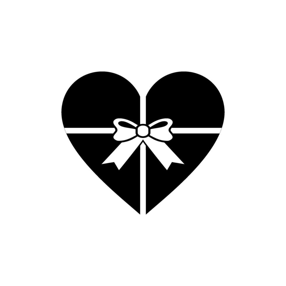 Herz Form, Liebe Symbol Symbol mit Band Silhouette, einfach und eben Stil, können verwenden zum Logo Gramm, Kunst Illustration, Dekoration, aufwendig, Apps, Piktogramm, Valentinstag Tag, oder Grafik Design Element vektor