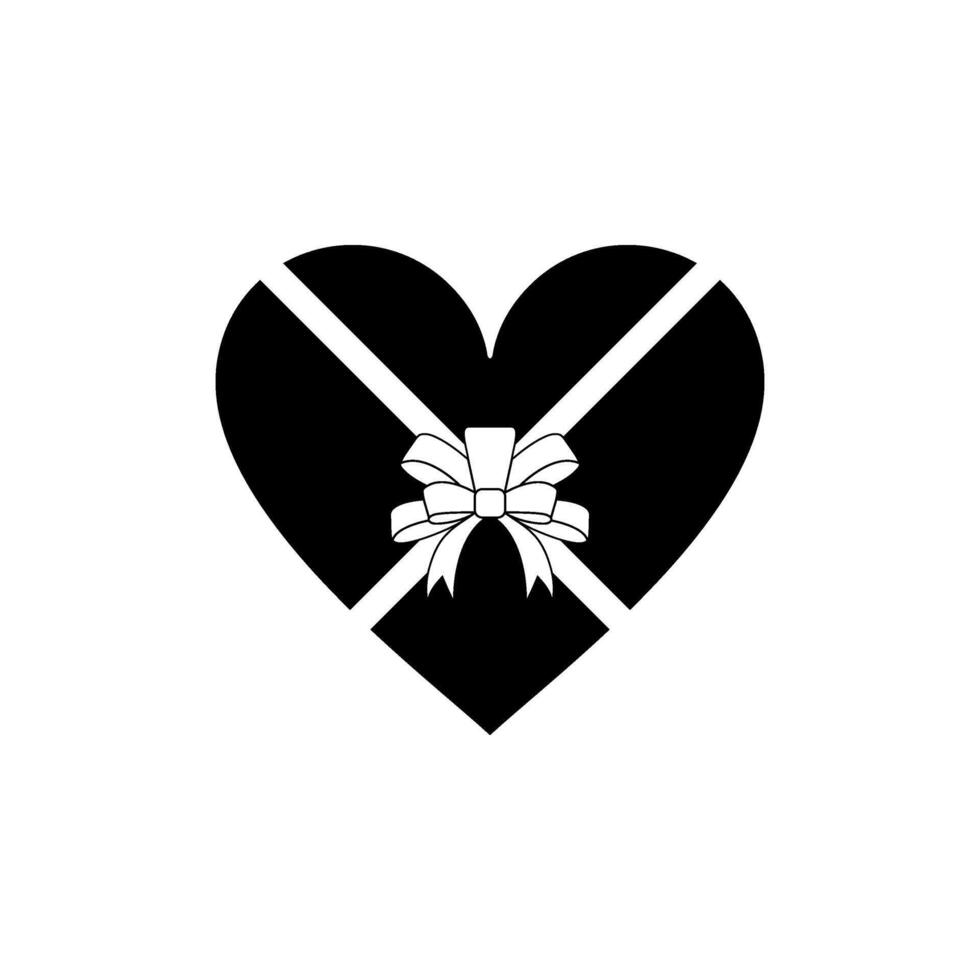 Herz Form, Liebe Symbol Symbol mit Band Silhouette, einfach und eben Stil, können verwenden zum Logo Gramm, Kunst Illustration, Dekoration, aufwendig, Apps, Piktogramm, Valentinstag Tag, oder Grafik Design Element vektor