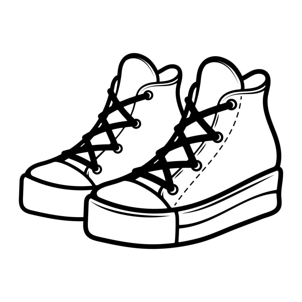 Jahrgang Turnschuhe. cool Sport Schuhe, stilvoll Plattform Schuhe. Hand gezeichnet Mode Illustration. eben Design vektor